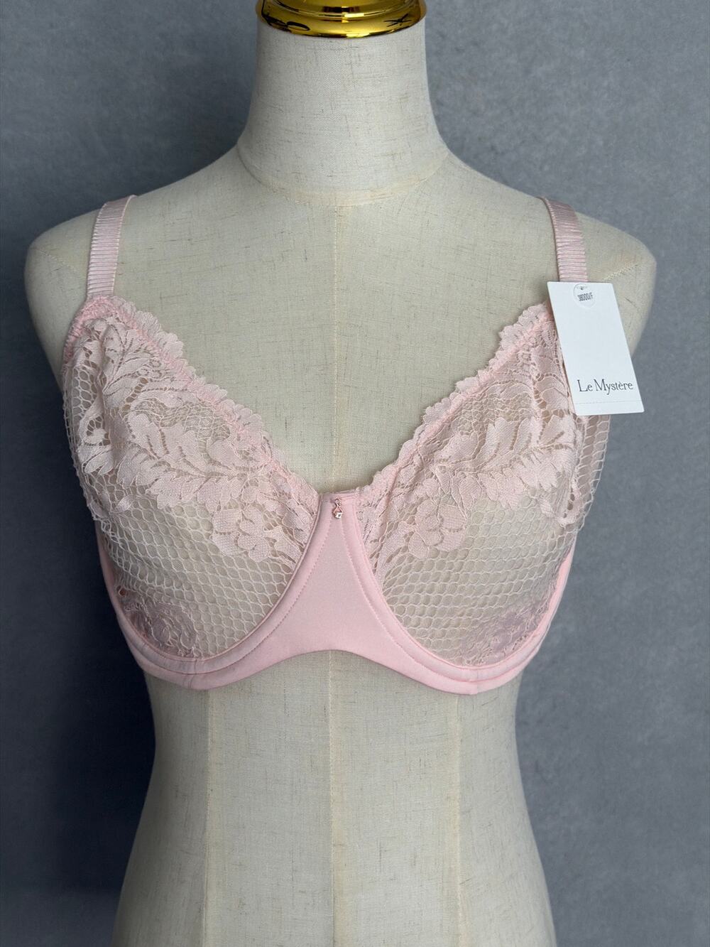 Le Mystere Lace Allure Bra Unlined Underwire in Cameo Women's 38DDD/F NEW